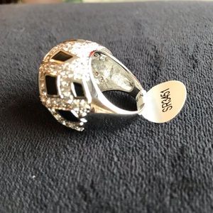 Black and clear cz domed ring